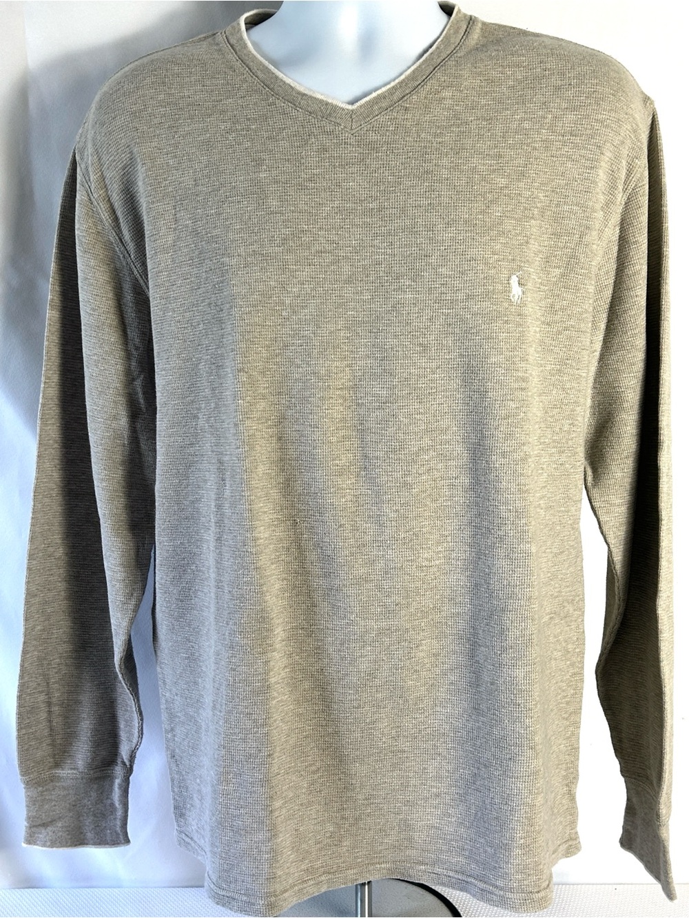 Polo Ralph Lauren Men’s XL Light Gray Long Sleeve Cotton Thermal V Neck Shirt